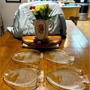 Dishes Set Of 4 Arcoroc France 10" Clear Glass Fish Dinner Plates 
House Of Mojo